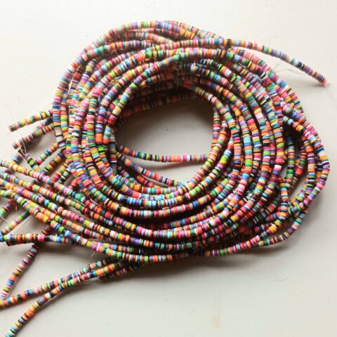 3 mm. African vinyl beads, mixed colors, rainbow