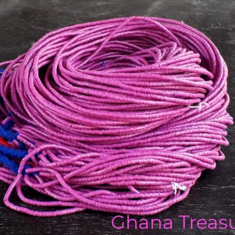 3 mm. African vinyl beads, deep pink