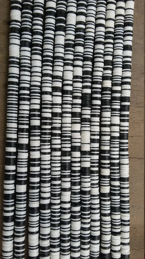 4 mm. African vinyl beads, black and white