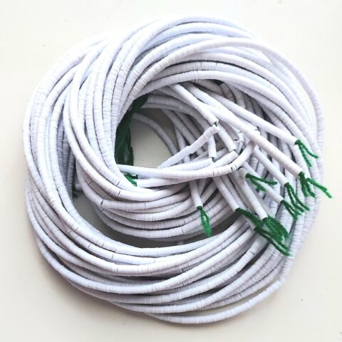 4 mm. African vinyl beads, white