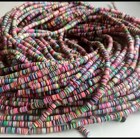 4 mm. African vinyl beads, rainbow
