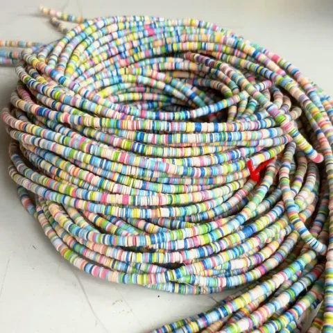 4 mm. African vinyl beads, pastel colors