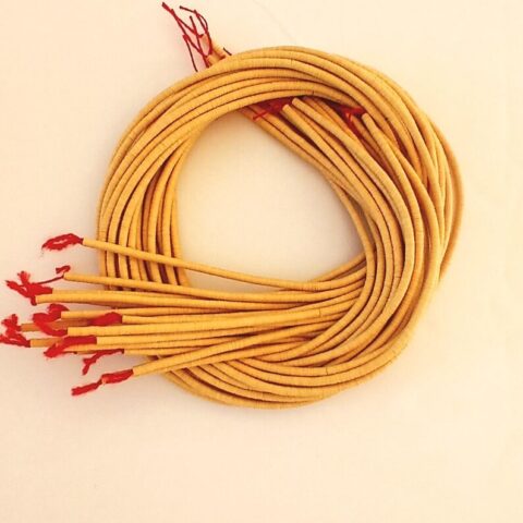4 mm. African vinyl beads, mustard/saffron yellow