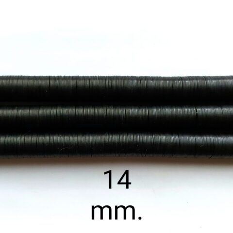 14 mm. African vinyl beads, black,