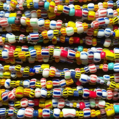 X-mas beads, striped glass beads