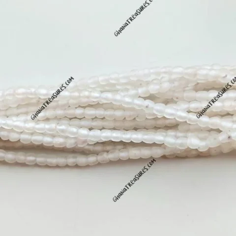 60 recycled glass beads, translucent white