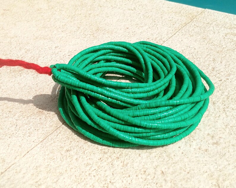4 mm. African vinyl beads, green 4 mm. African vinyl beads, green
