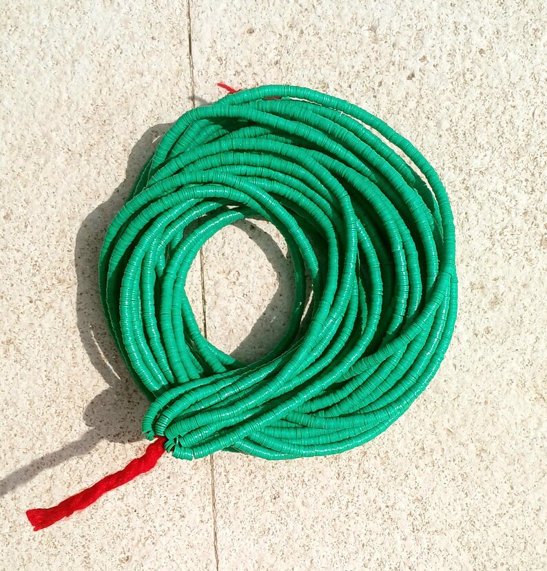 4 mm. African vinyl beads, green 4 mm. African vinyl beads, green - Image 2