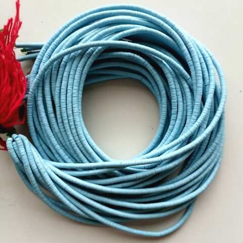4 mm. African vinyl beads, turquoise