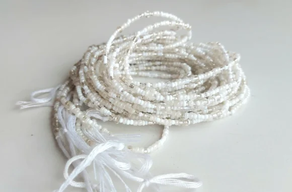 Mixed white waist beads