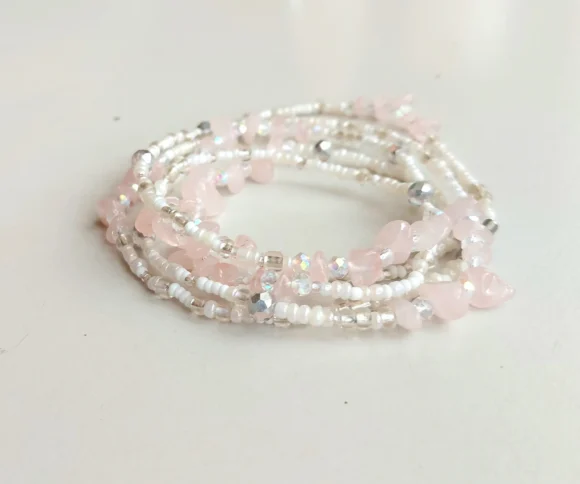 White waist beads with quartz stones - Image 2