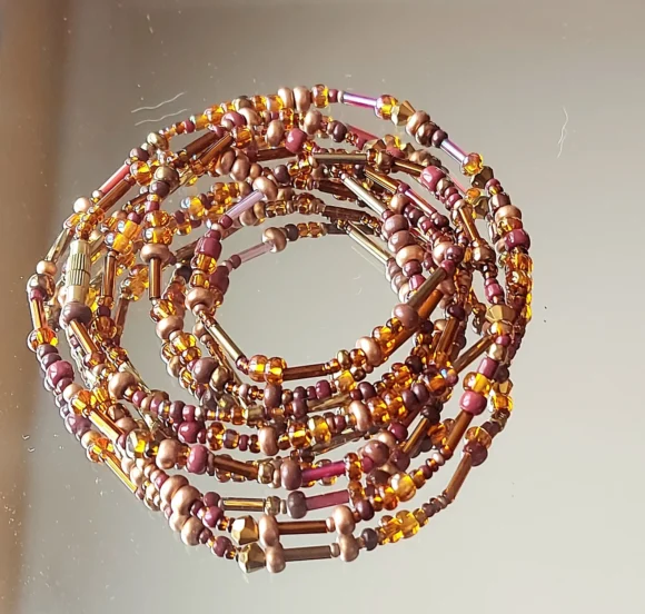 Japanese Miyuki waist beads with crystals, coffee color - Image 2