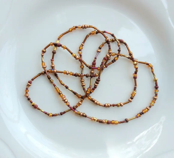 Japanese Miyuki waist beads with crystals, coffee color