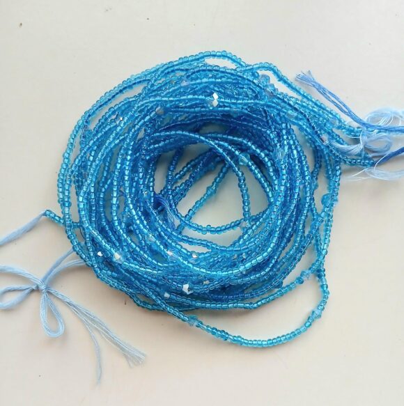 Bright blue waist beads with crystals - Image 2