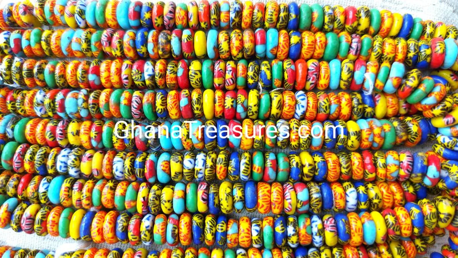 100+ African melted glass rondelle beads, 10-11 mm.diameter 100+ African melted glass rondelle beads, 10-11 mm.diameter