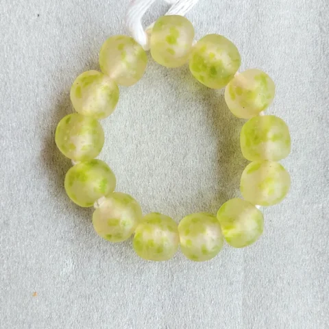 13 recycled glass beads, 20-21 x 18-20 mm.