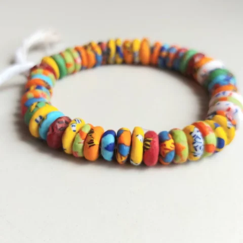 50 melted glass rondelle beads, 10-11 mm.diameter