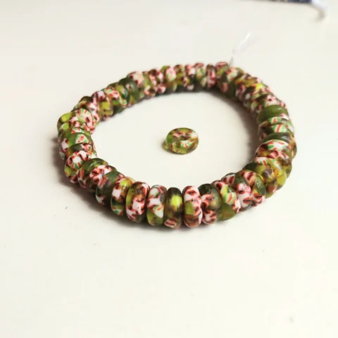 50 melted glass rondelle beads, 10 mm.diameter