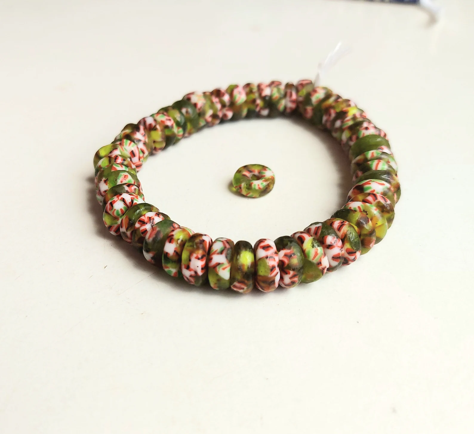 50 melted glass rondelle beads, 10 mm.diameter 50 melted glass rondelle beads, 10 mm.diameter