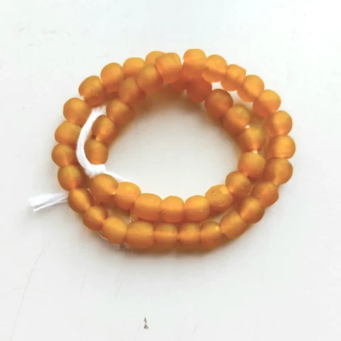 43 recycled glass beads, orange