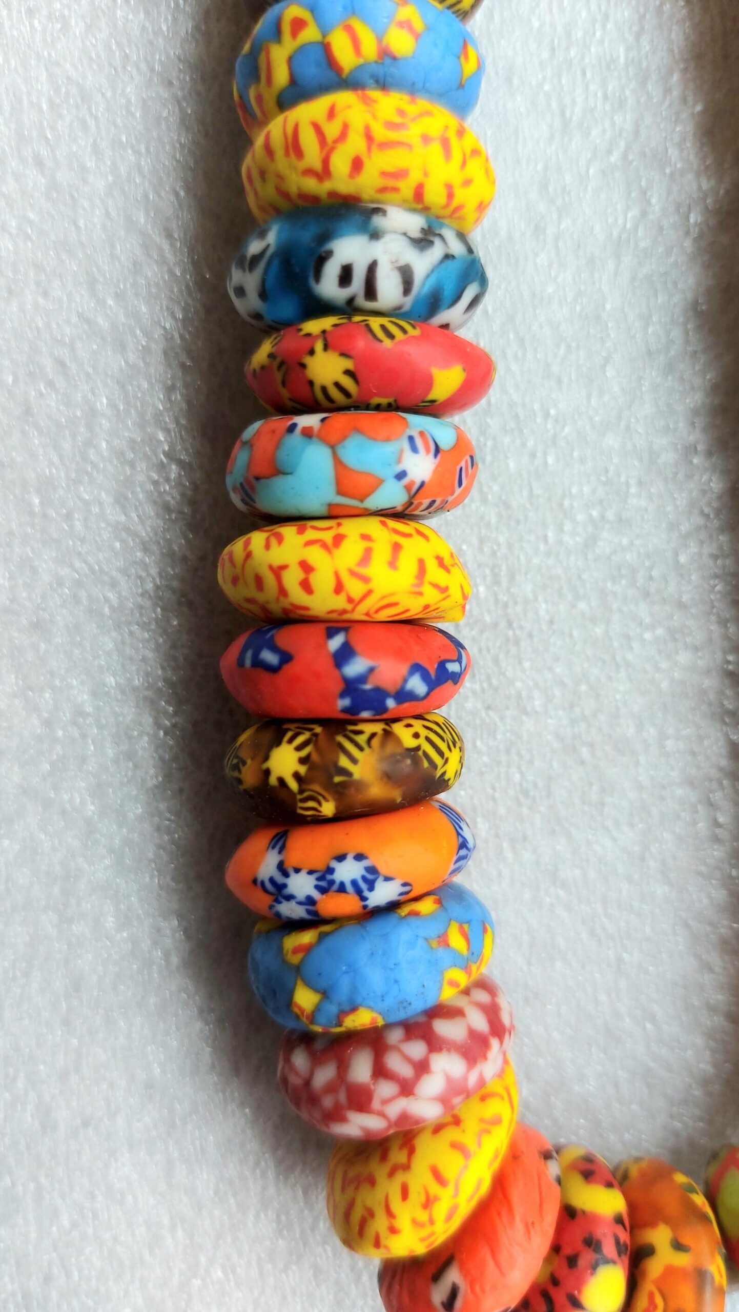 56 African melted glass spacer beads, rainbow rondelle beads, 18 mm.diameter 56 African melted glass spacer beads, rainbow rondelle beads, 18 mm.diameter - Image 2