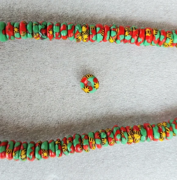 100+ African melted glass spacers, rondelle beads, 10-11 mm.diameter - Image 2