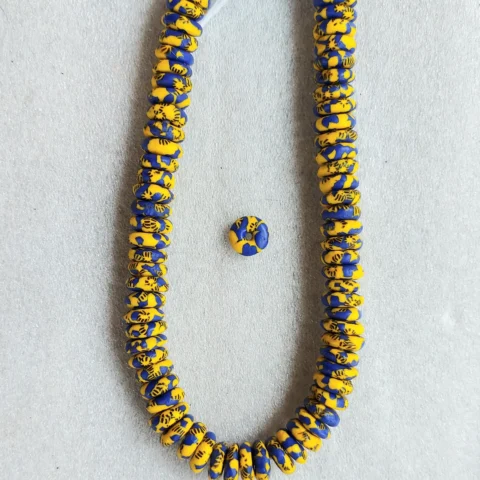 80 African melted glass rondelle, 16 inches string, 13-14 mm.diameter