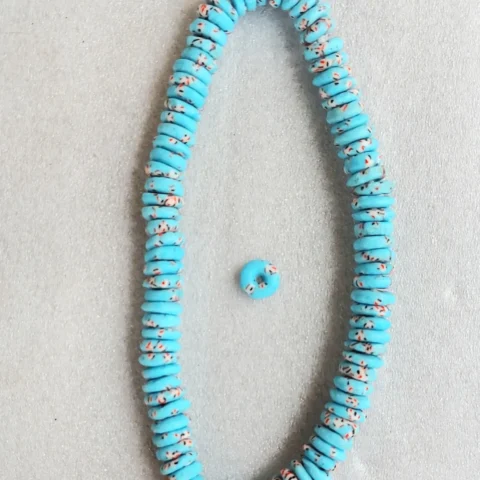 90 African melted glass rondelle, 16 inches string, 13-14 mm.diameter