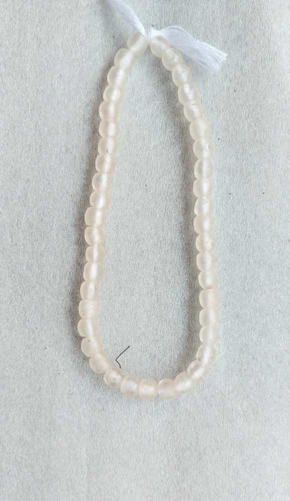 42-43 recycled glass beads. translucent white
