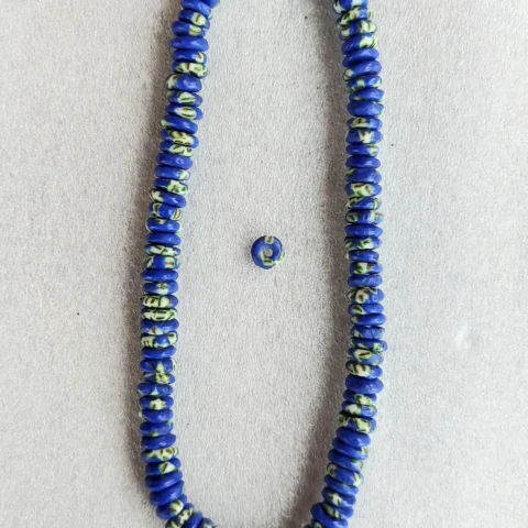 115+ African melted glass spacers, rondelle beads, 10-11 mm.diameter