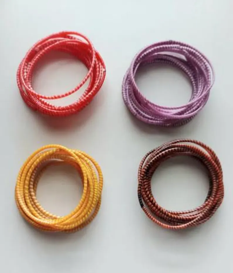 Old flip flop bangles, reclaimed rubber bangles handmade in Mali, set of 12 rubber bracelets Old flip flop bangles, reclaimed rubber bangles handmade in Mali, set of 12 rubber bracelets - Image 2