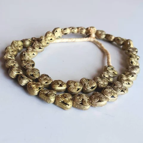 45 hand cast Ashanti brass beads