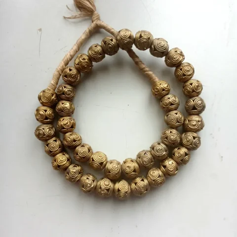 40 hand cast Ashanti brass beads